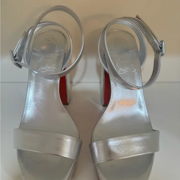 Louboutin Movida Sabina 130MM Silver Size 39.5 - Picture 2 of 12